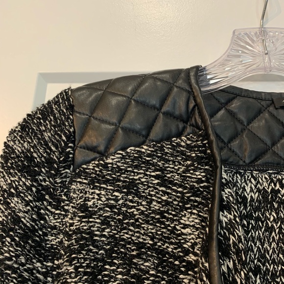 Ann Taylor Black & White Sweater Moto Jacket - Picture 4 of 6